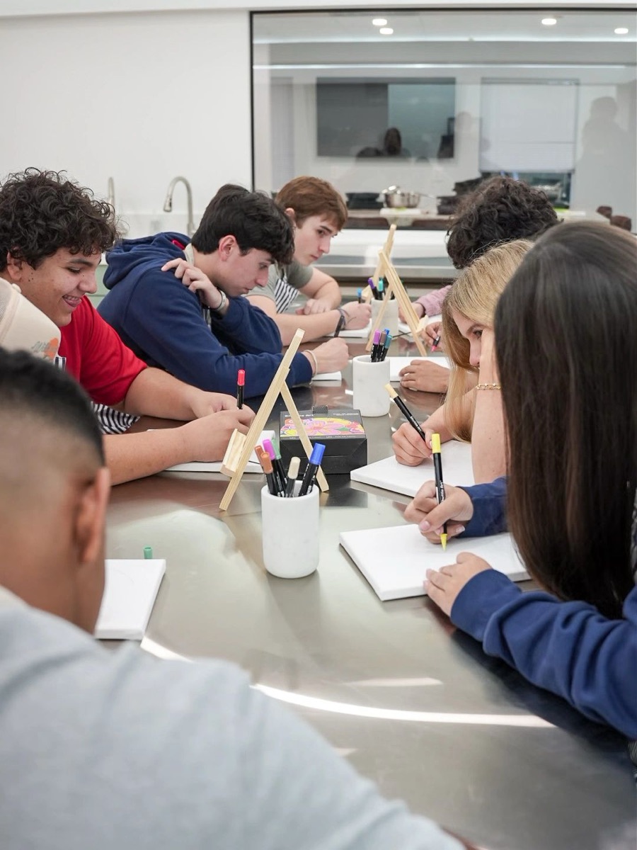 Students working through a Connect group workbook